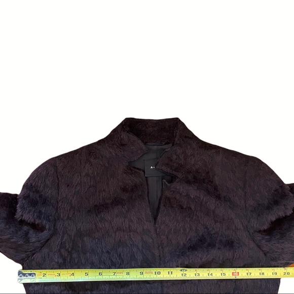Akris Chocolate Brown Faux Fur Blazer 3 Button Geometric Collar Alpaca/Wool - Picture 7 of 10